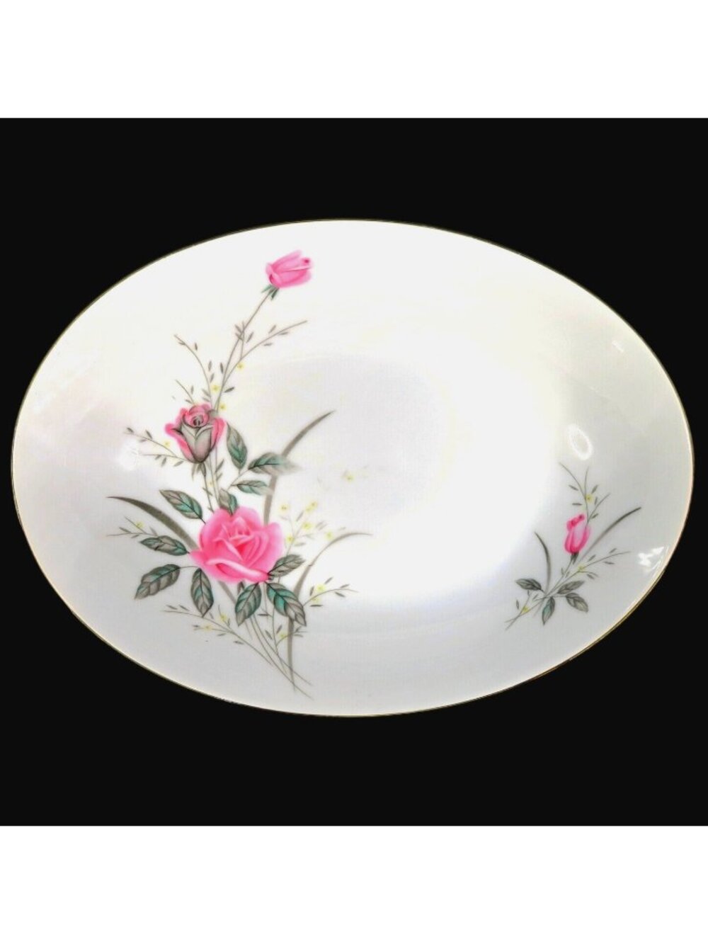 Vintage 1960s Fine China of Japan Golden Rose Porcelain Oval Serving Bowl
